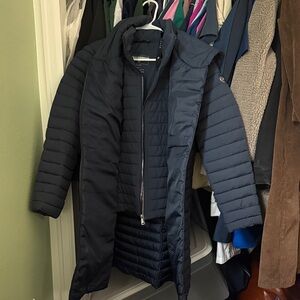 Bernardo Long Puffer Coat with Vest in Navy